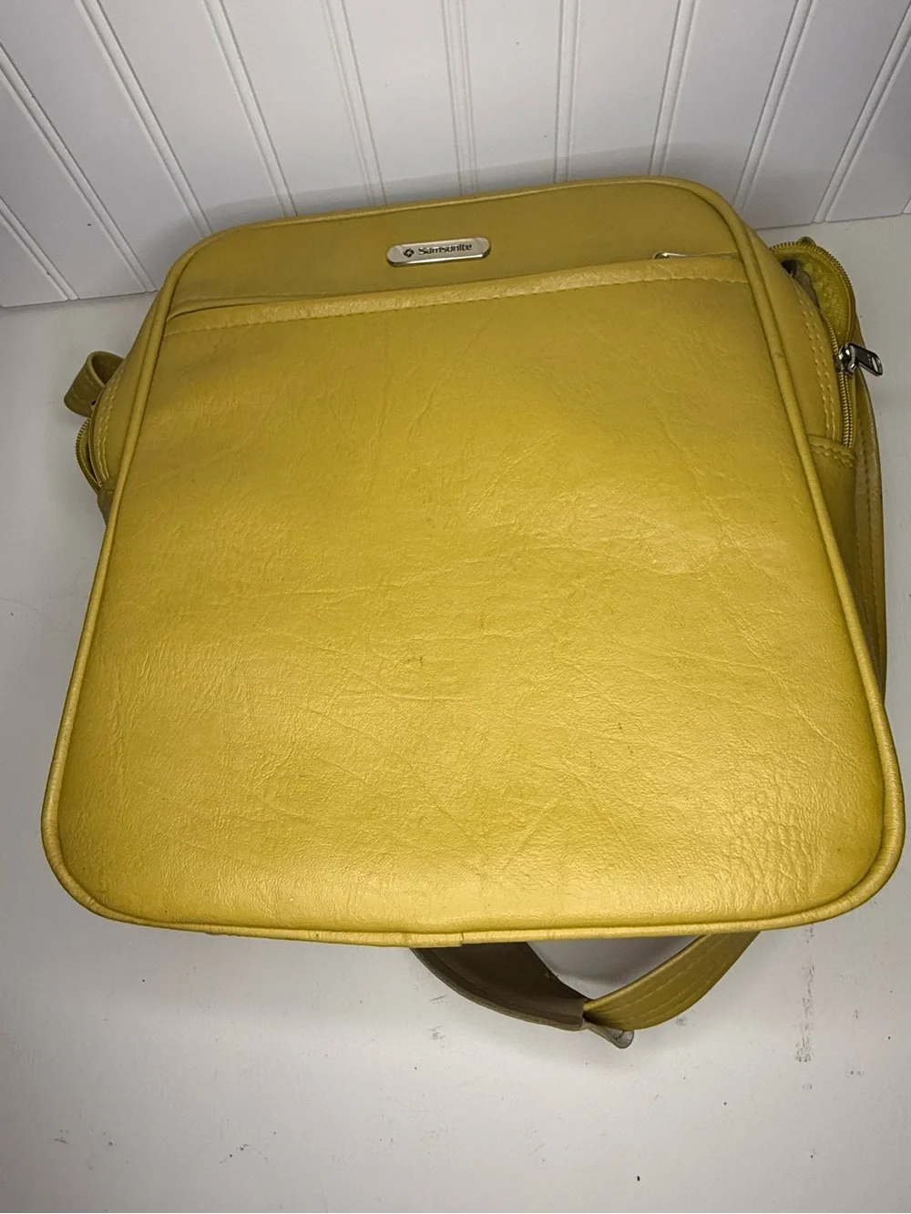 Samsonite Yellow Leather Messenger Crossbody Bag